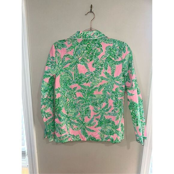 NWT Lilly Pulitzer Pajama Top PJ Button Down Top Mandevilla Baby Pink Sand Parad - Picture 4 of 4